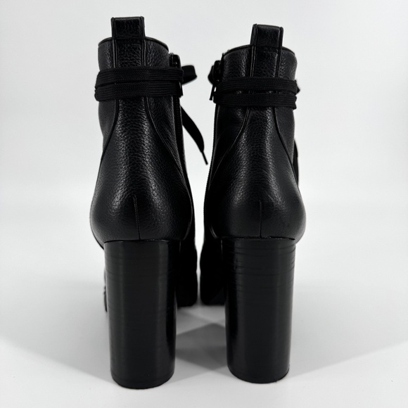 Steve Madden Laurie Platform Boots Size 8.5 Black Leather Lace-Up Whimsigoth - Picture 4 of 13